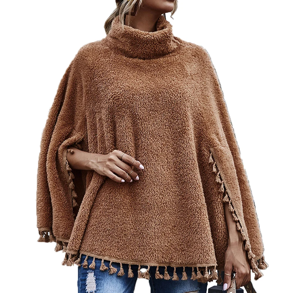 Tassel Women's Turtleneck Pullover Capes Loose Coat Streetwear Elegant Women Clothing Casual Ladies Top Capes Coat Female
Tassel Women's Turtleneck Pullover Capes Loose Coat Streetwear Elegant Women Clothing Casual Ladies Top Capes Coat Female