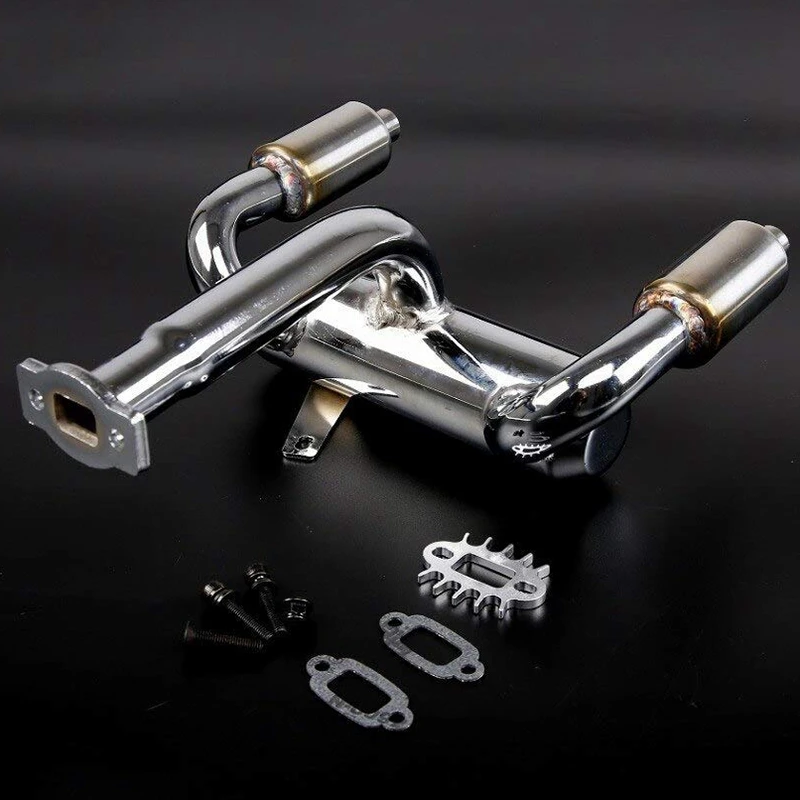 CNC Metal 2X Twin Exhaust Pipe with Muffler for 1/5 HPI Rovan Baja 5B 5T 5SC RC
CNC Metal 2X Twin Exhaust Pipe with Muffler for 1/5 HPI Rovan Baja 5B 5T 5SC RC