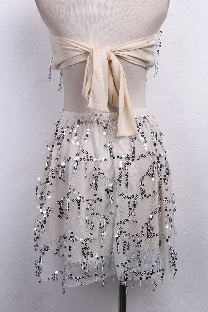 Fashion Sequins Strapless Skirts Clothes Sets Summer Women 2 Pcs Sexy Nightclub Party Wear Crop Top With Mini Skirts Sets 
Fashion Sequins Strapless Skirts Clothes Sets Summer Women 2 Pcs Sexy Nightclub Party Wear Crop Top With Mini Skirts Sets