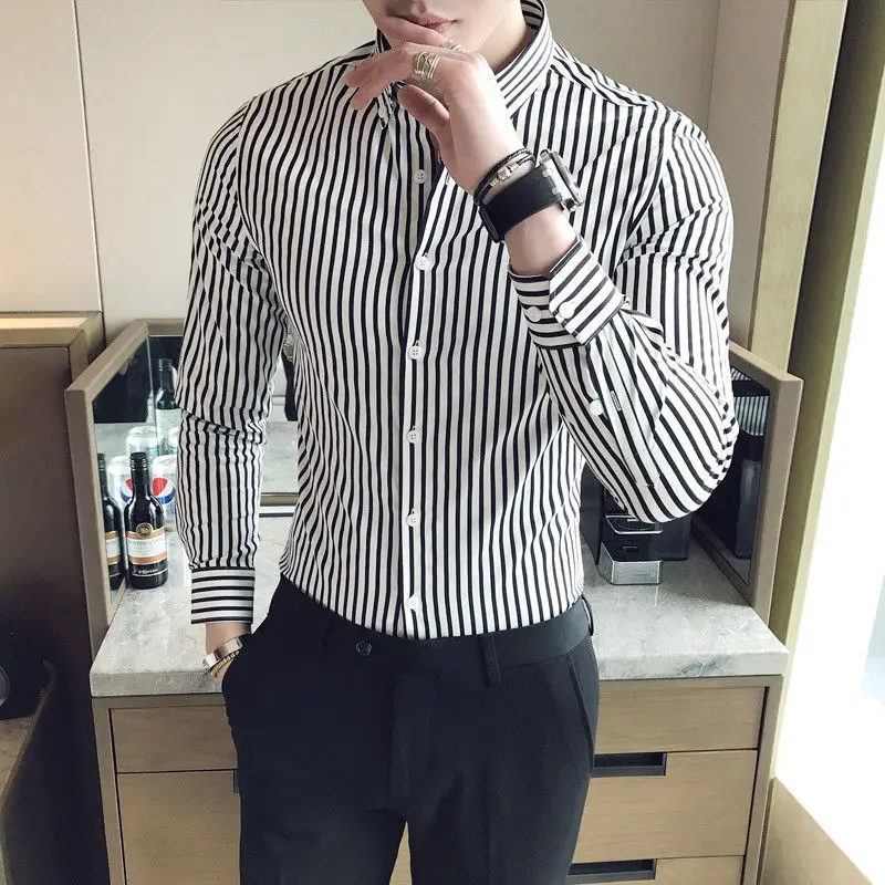 Men 2021 Autumn Slim Fit Business Shirts Formal Wear Striped Men Casual Dress Shirts Long Sleeve Gentlemen Office Blouses O300
Men 2021 Autumn Slim Fit Business Shirts Formal Wear Striped Men Casual Dress Shirts Long Sleeve Gentlemen Office Blouses O300