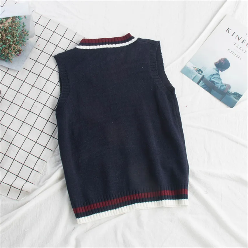 England Preppy Style Knit Vest Spring Autumn Sleeveless Sweater Vest Women Knitted Waistcoat Casual Outwear Chalecos Para Mujer
England Preppy Style Knit Vest Spring Autumn Sleeveless Sweater Vest Women Knitted Waistcoat Casual Outwear Chalecos Para Mujer