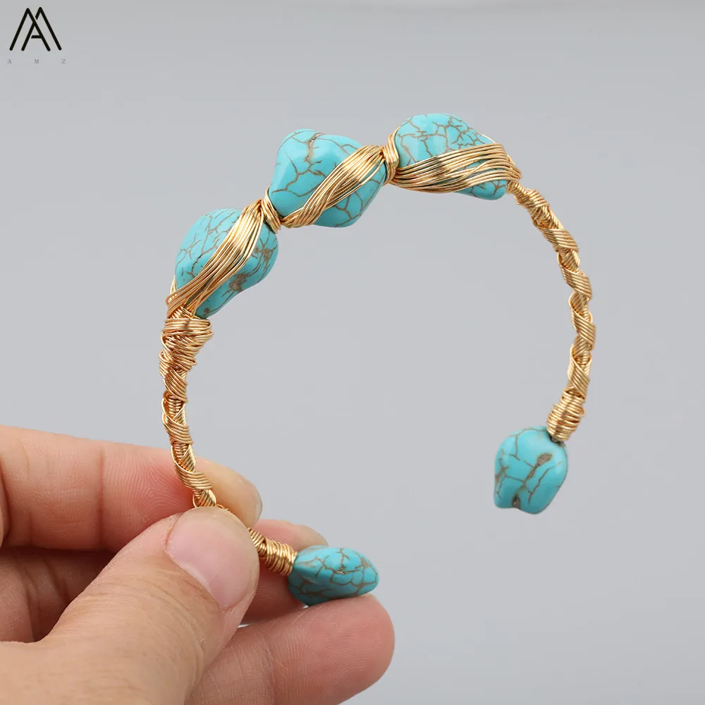Natural Turquoises Chunky Beads Gold Open Cuff Bracelet For Women Baroque Pearl Beads Open Bracelet Bangle Jewelry MY-30AMBB
Natural Turquoises Chunky Beads Gold Open Cuff Bracelet For Women Baroque Pearl Beads Open Bracelet Bangle Jewelry MY-30AMBB