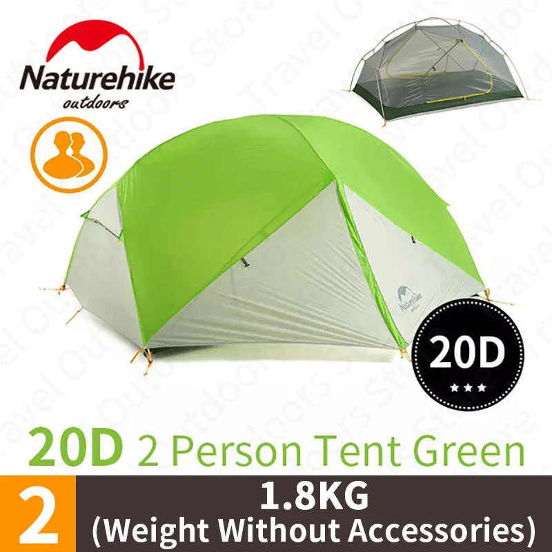 Палатка Naturehike Mongar 2 туристическая двухслойная нейлоновая водонепроницаемая и