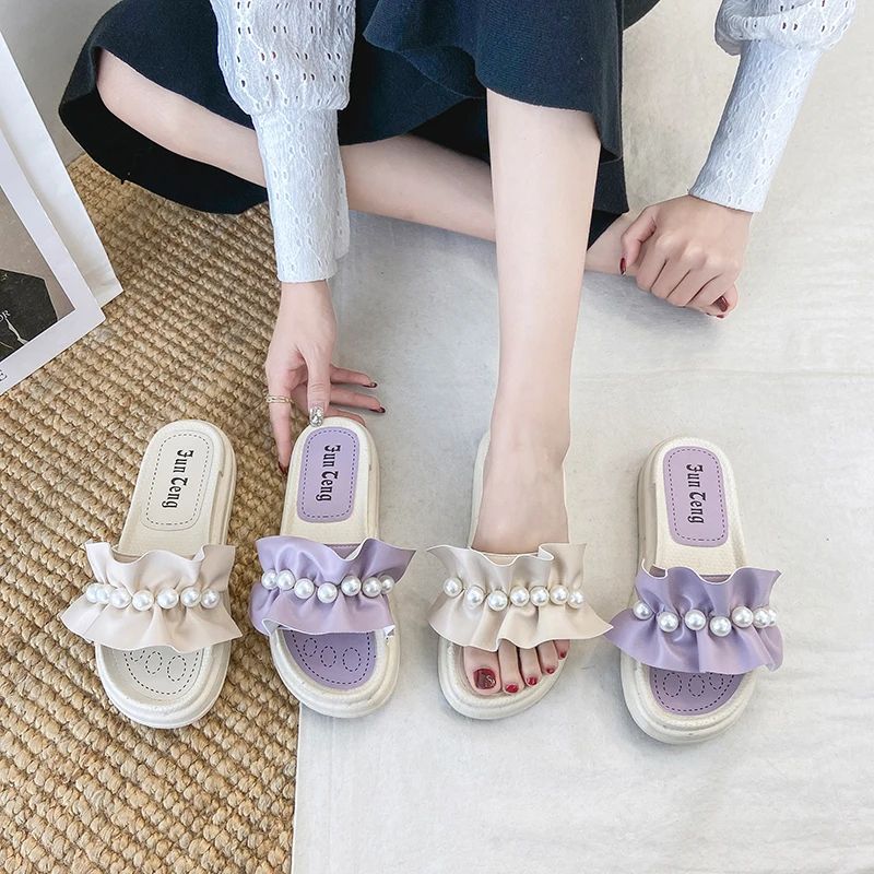 Shoes String Bead House Slippers Platform Slides Slipers Women Shale Female Beach Fashion Low Soft 2021 Sabot Flat Luxury Rubber
Shoes String Bead House Slippers Platform Slides Slipers Women Shale Female Beach Fashion Low Soft 2021 Sabot Flat Luxury Rubber