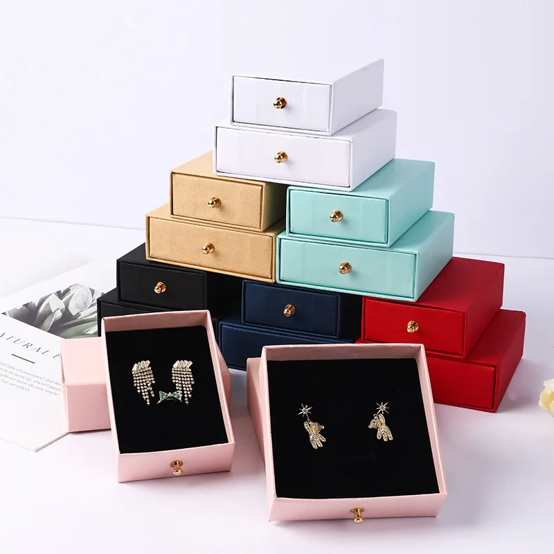 Black Cardboard Jewelry Package Rivet Drawer Paper Box Ring Necklace Bracelet Earring Display Case With Black Sponge
Black Cardboard Jewelry Package Rivet Drawer Paper Box Ring Necklace Bracelet Earring Display Case With Black Sponge