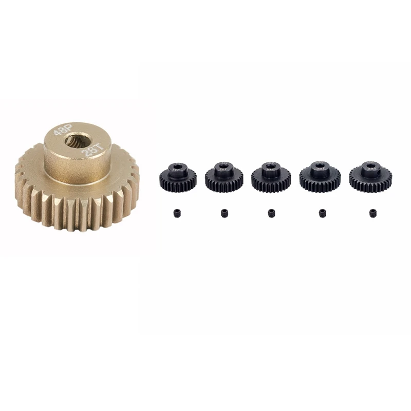 6PCS 48DP 3.175Mm Metal Pinion Motor Gear Set For 1/10 RC Car Motor, 29T-33T & 28T
6PCS 48DP 3.175Mm Metal Pinion Motor Gear Set For 1/10 RC Car Motor, 29T-33T & 28T