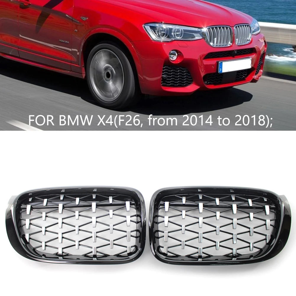 Black Frame Chrome Diamond Kidney Grills Front Bumper Grille for BMW F25 LCI X3 Facelift 2014-2018 Auto Replacement Parts
Black Frame Chrome Diamond Kidney Grills Front Bumper Grille for BMW F25 LCI X3 Facelift 2014-2018 Auto Replacement Parts