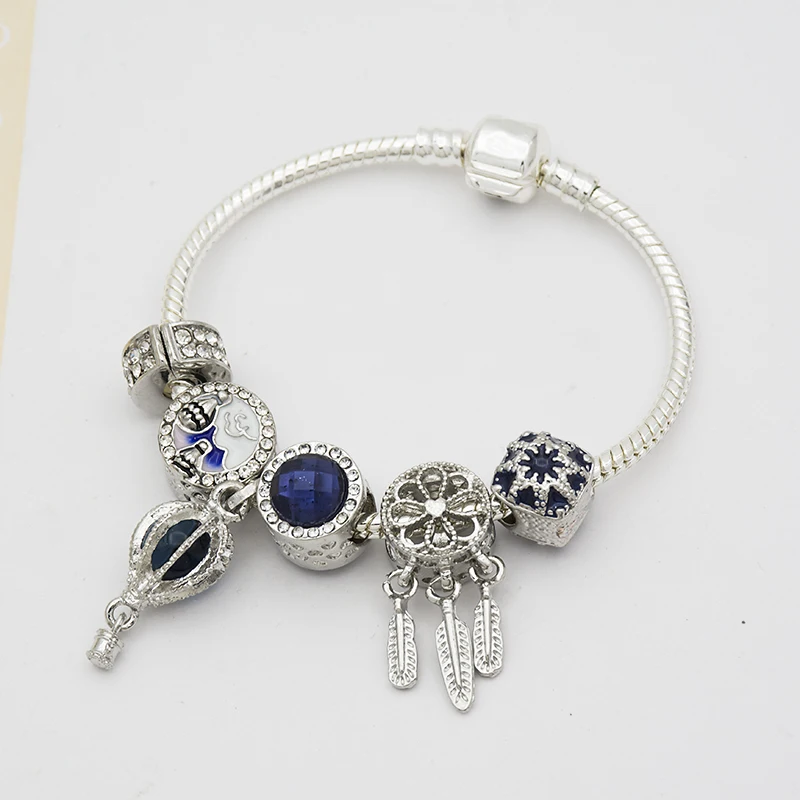 

Женский синий браслет с подвесками новый дизайн Модная бижутерия «сделай сам» подарок для девочки 2 дизайна