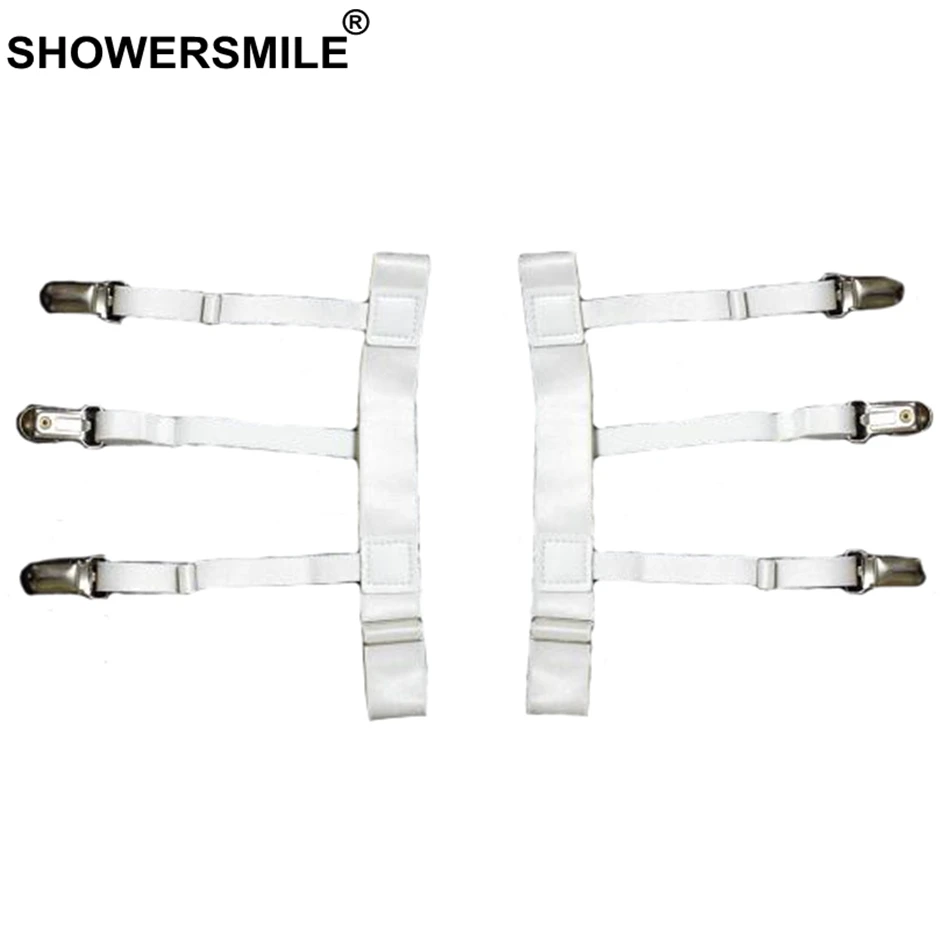 Мужская белая рубашка SHOWERSMILE регулируемая эластичная на подтяжках подтяжки для
