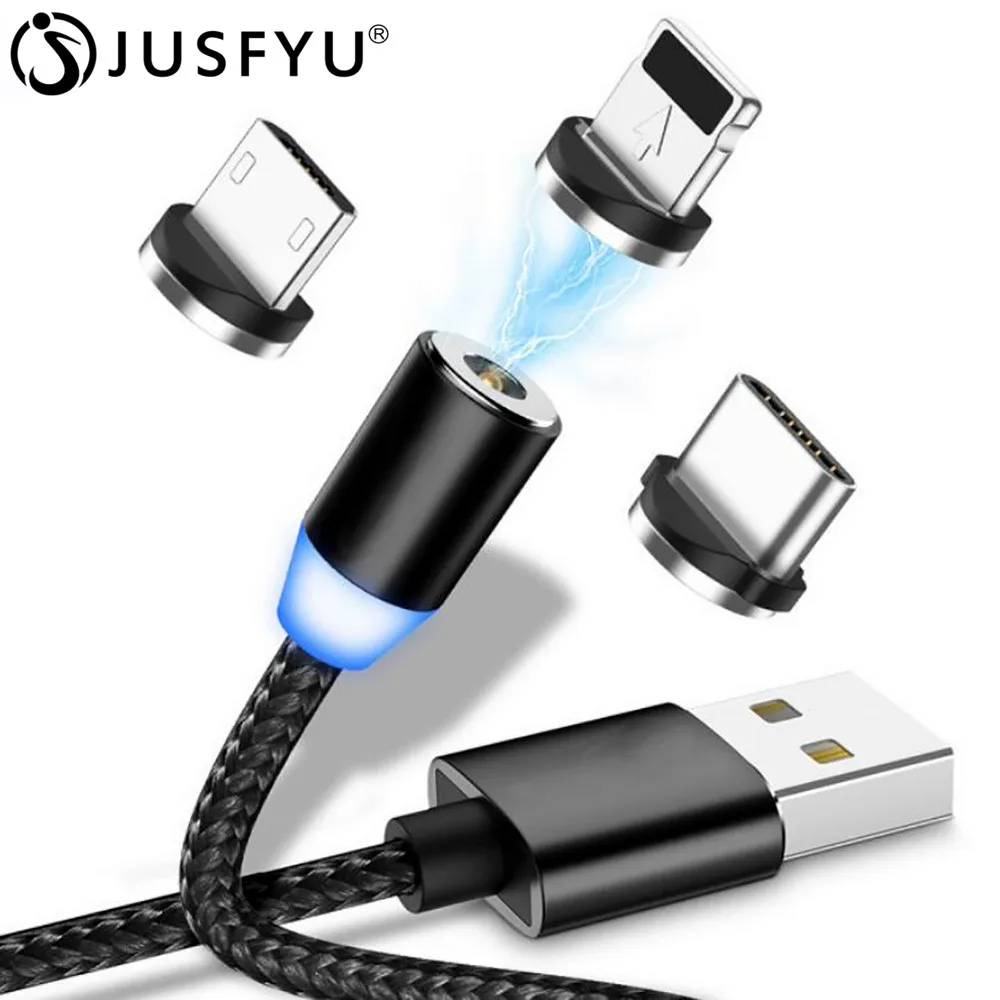 1 м 2A светодиодный магнитный кабель для Кабель с разъемом Micro USB Type C быстрой