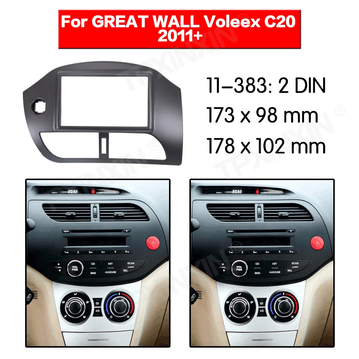 11-383 Car radio Frame Panel for GREAT WALL Voleex C20 2011+ Radio Stereo Fascia Panel Frame Adaptor Fitting Kit
11-383 Car radio Frame Panel for GREAT WALL Voleex C20 2011+ Radio Stereo Fascia Panel Frame Adaptor Fitting Kit