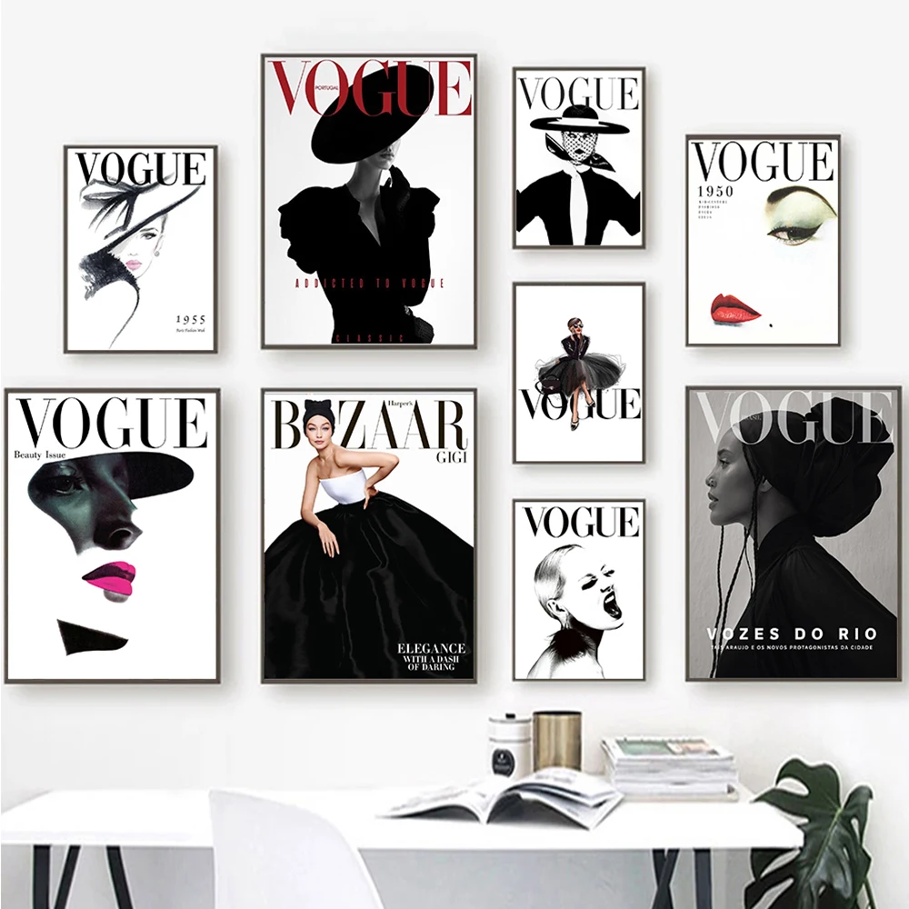 Vogue Bazaar Poster Canvas Painting Black White Vintage Abstract Fashion Star Magazine Wall Art Pictures Print Room Home Decor
Vogue Bazaar Poster Canvas Painting Black White Vintage Abstract Fashion Star Magazine Wall Art Pictures Print Room Home Decor