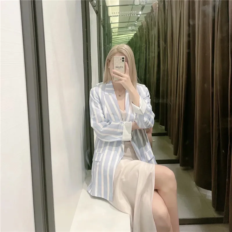 TRAF Women Sets Za 2021 Blue Striped Blazer Set Woman 2 Pieces Pants Sets Office Wear Women's Elegant Suit Pants And Jacket
TRAF Women Sets Za 2021 Blue Striped Blazer Set Woman 2 Pieces Pants Sets Office Wear Women's Elegant Suit Pants And Jacket