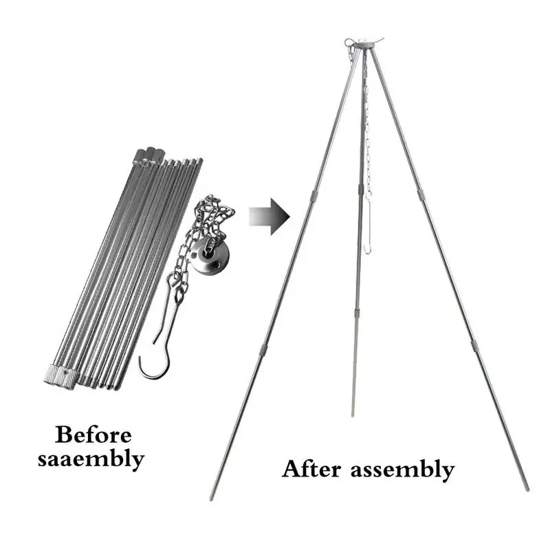 Portable Camping Equipment Tool Aluminum Tripod Stand for Hanging Pot Outdoor Cooking Tripod Pot Campfire Grill Stand
Portable Camping Equipment Tool Aluminum Tripod Stand for Hanging Pot Outdoor Cooking Tripod Pot Campfire Grill Stand