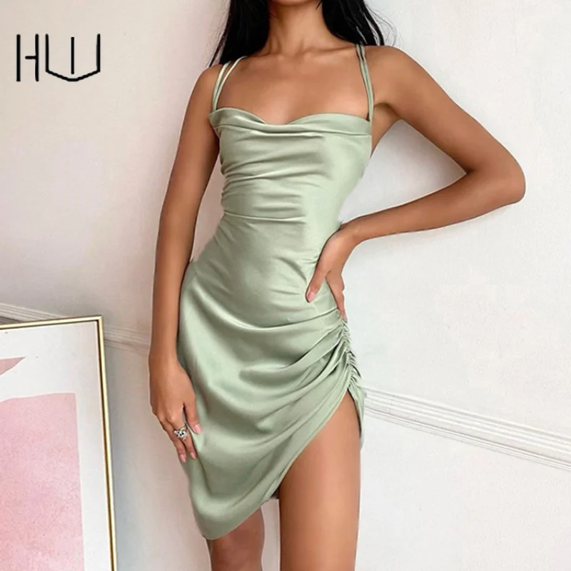Sleeveless Elegant Party Outfits Satin Lace Up Irregular Mini Dress Bandage Vestidos Ruched Pleated Drawstring Women Bodycon
Sleeveless Elegant Party Outfits Satin Lace Up Irregular Mini Dress Bandage Vestidos Ruched Pleated Drawstring Women Bodycon