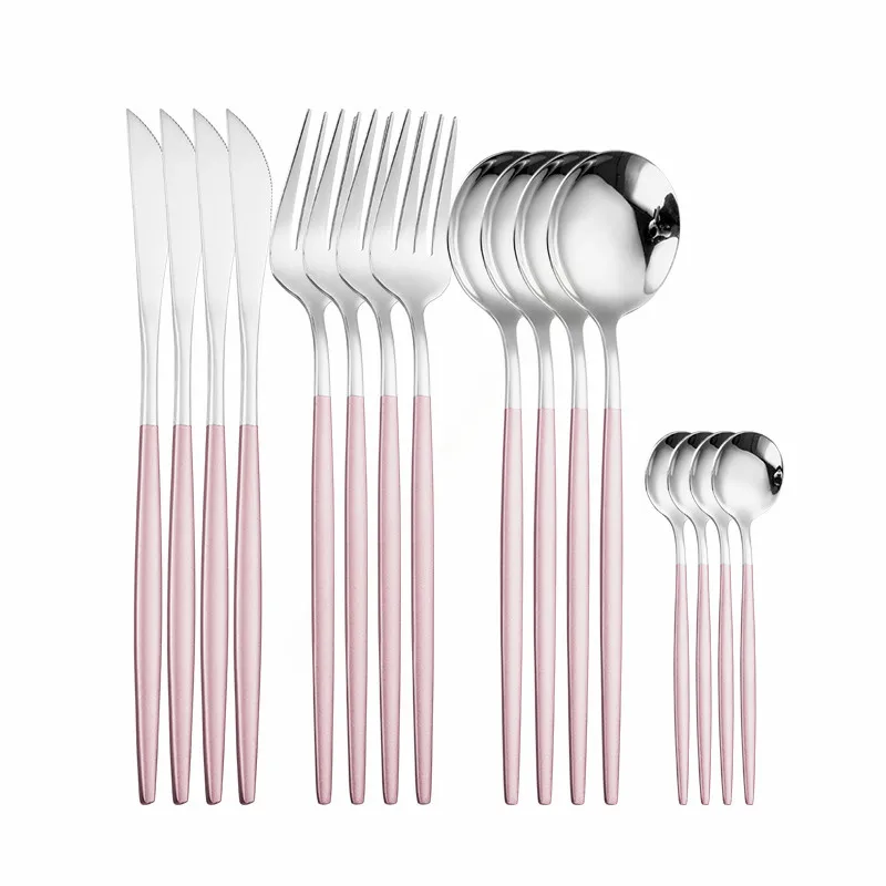 Tableware Stainless Steel Cutlery Set 16 Pcs Pink Silver Dinnerware Set Fork Spoon Knife Dinner Set Utensils Reusable Flatware
Tableware Stainless Steel Cutlery Set 16 Pcs Pink Silver Dinnerware Set Fork Spoon Knife Dinner Set Utensils Reusable Flatware