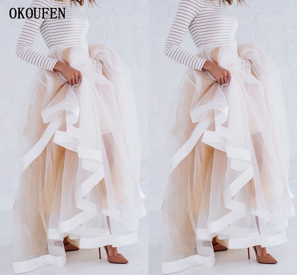 Новый дизайн, Тюлевая Макси-юбка с атласной лентой, оборками по краям, женская сексуальная Длинная юбка, свадебное платье, юбка 
Новый дизайн, Тюлевая Макси-юбка с атласной лентой, оборками по краям, женская сексуальная Длинная юбка, свадебное платье, юбка