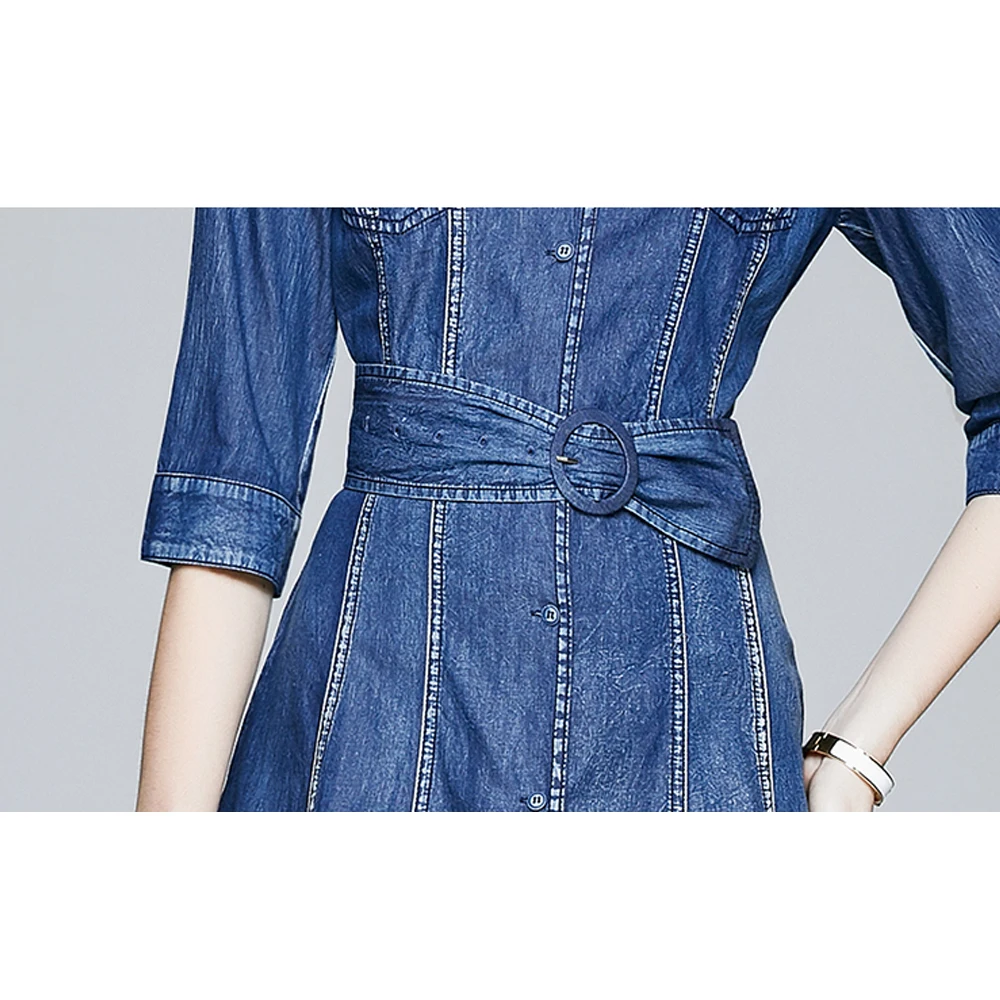 Women Denim Dress Long Sleeve Casual Lace Square Collar French Elegant A-Line Blue Dress With Belt Breasted Long Jeans Dresses
Women Denim Dress Long Sleeve Casual Lace Square Collar French Elegant A-Line Blue Dress With Belt Breasted Long Jeans Dresses
