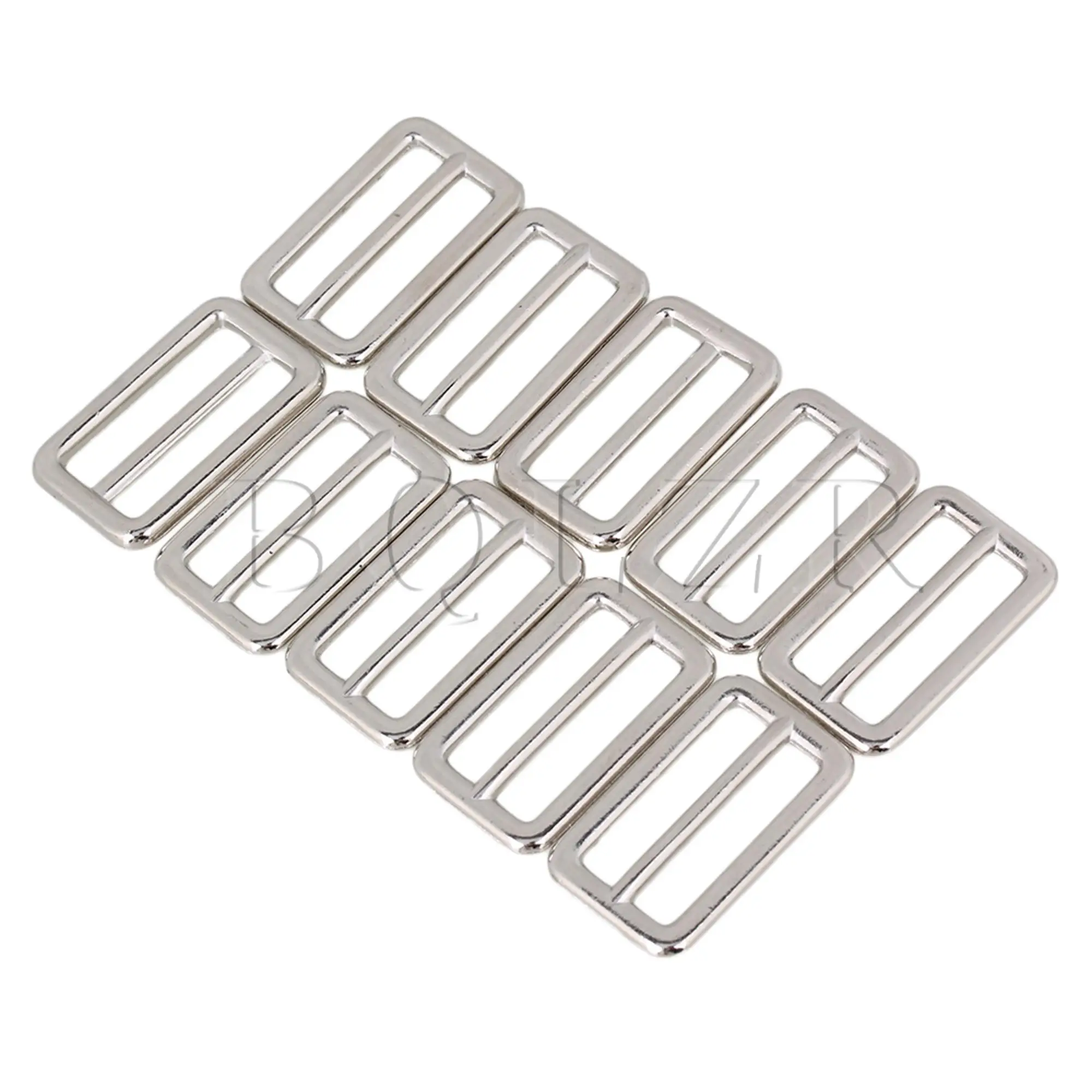 

BQLZR 10x Silver Zinc Alloy Welded Tri-glides Sliders Buckle for Handbag 3.1cm