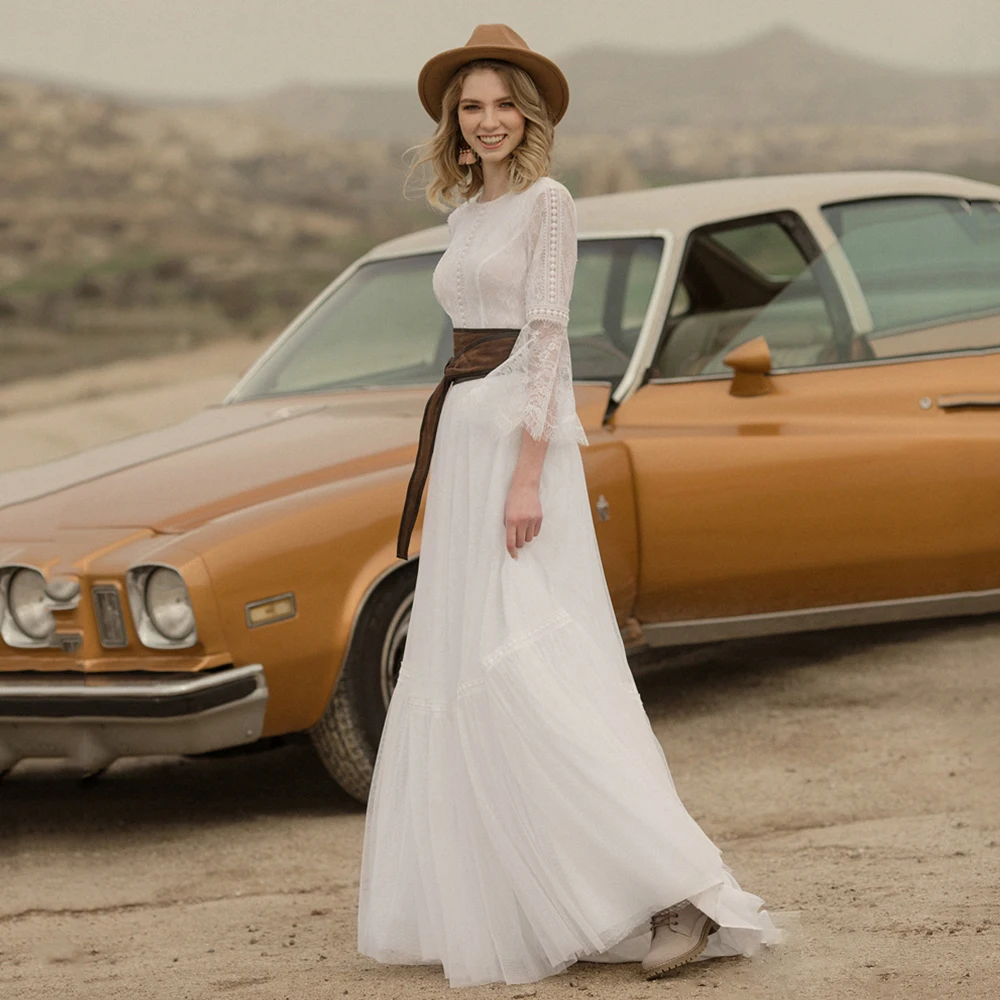 Wedding Dress Retro Regular Sleeve Vestido De Novia Bohemian A Line Tulle Civil Bridal Gown O Neck Floor Length Backless
Wedding Dress Retro Regular Sleeve Vestido De Novia Bohemian A Line Tulle Civil Bridal Gown O Neck Floor Length Backless