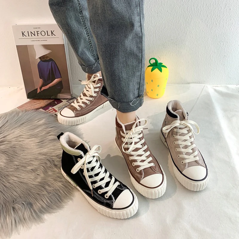 Women Sneakers Fashion Winter Women Shoes Flats Platform Casual shoes For Women Comfortable High Top Warm Plush Off Black Shoes
Women Sneakers Fashion Winter Women Shoes Flats Platform Casual shoes For Women Comfortable High Top Warm Plush Off Black Shoes