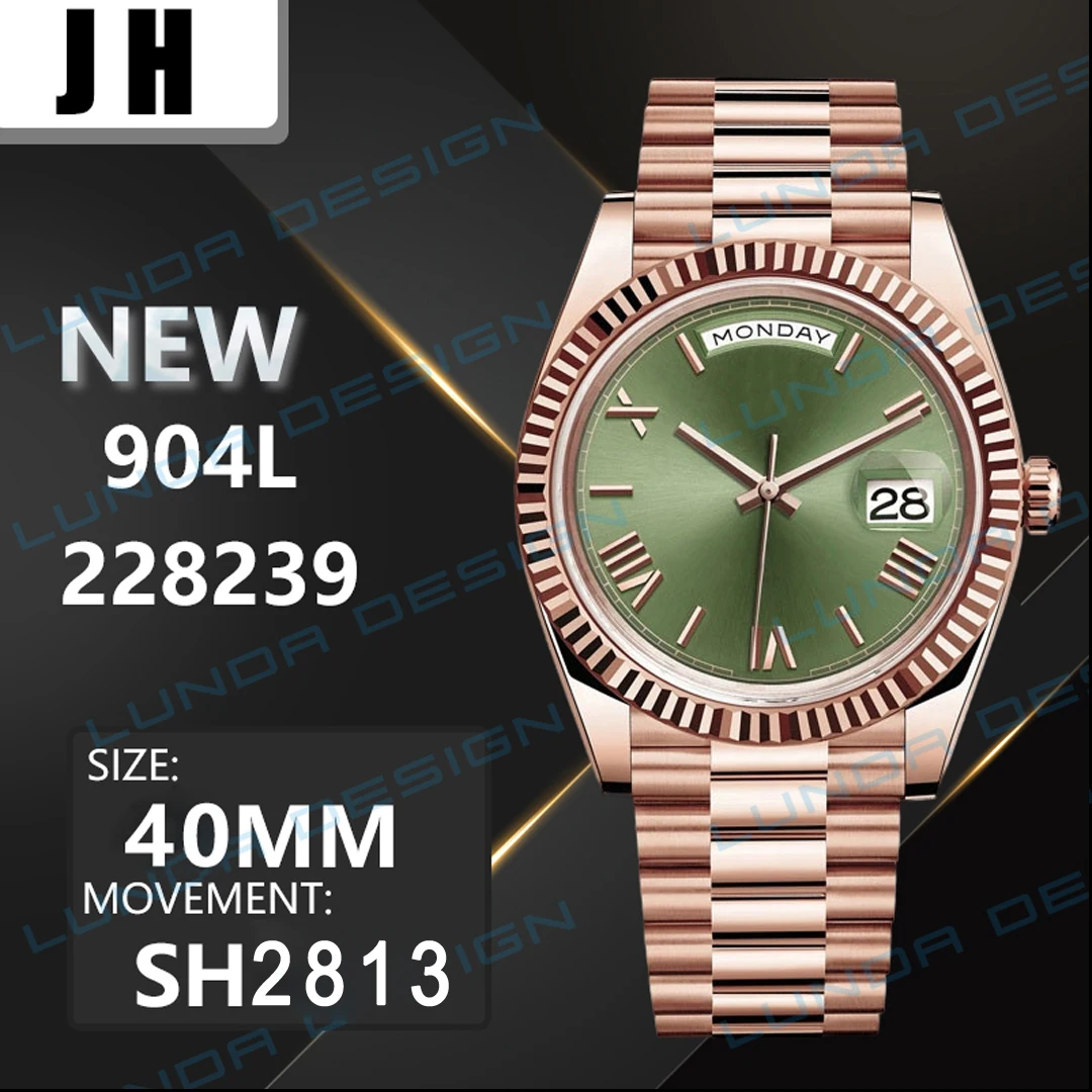 

Men Watch 18K Gold Watch 40MM Sapphire Mirror 228238 228239 Series Automatic 2813 Movement Folding Buckle Stainless Steel