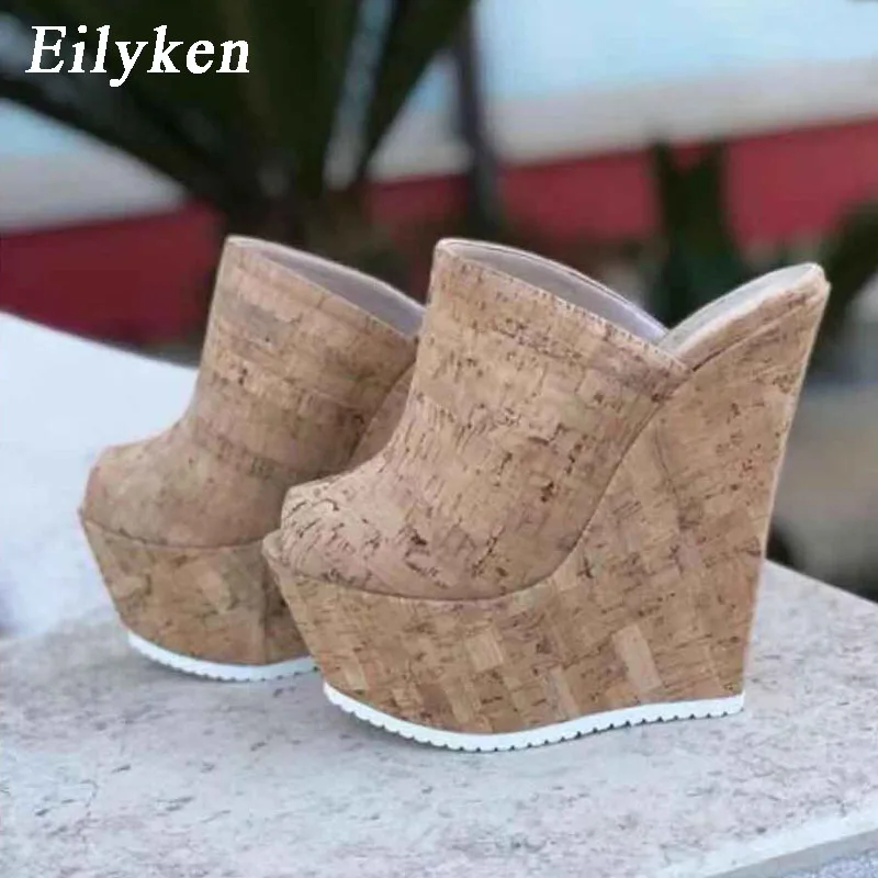 

Eilyken Summer Platform Women Slippers Leisure Sandals Rome Wedges Peep Toe Fashion Ladies High Heel Slippers Shoes