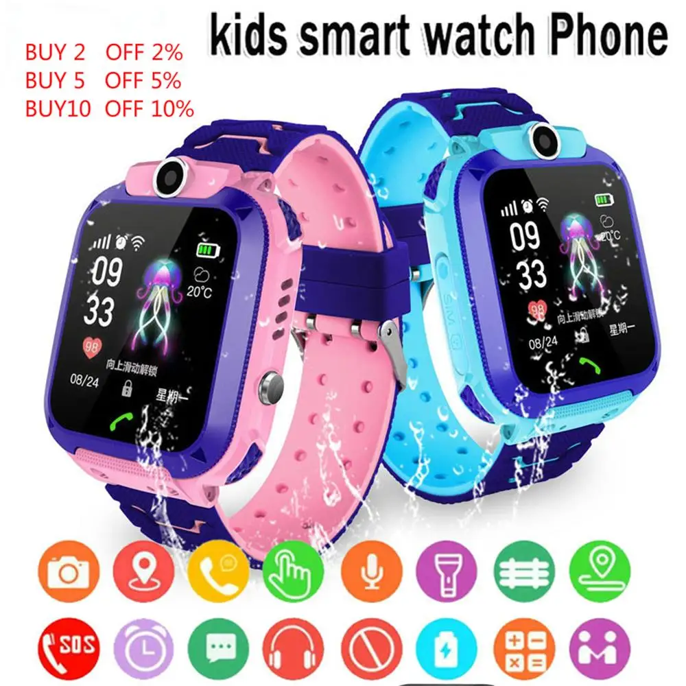 Детские Смарт часы Q12 с сотовым телефоном для детей Sim картой водонепроницаемые