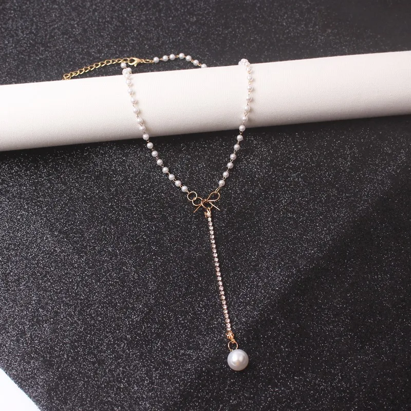 Женское Ожерелье до ключиц Ins модное милое ожерелье с искусственным жемчугом в