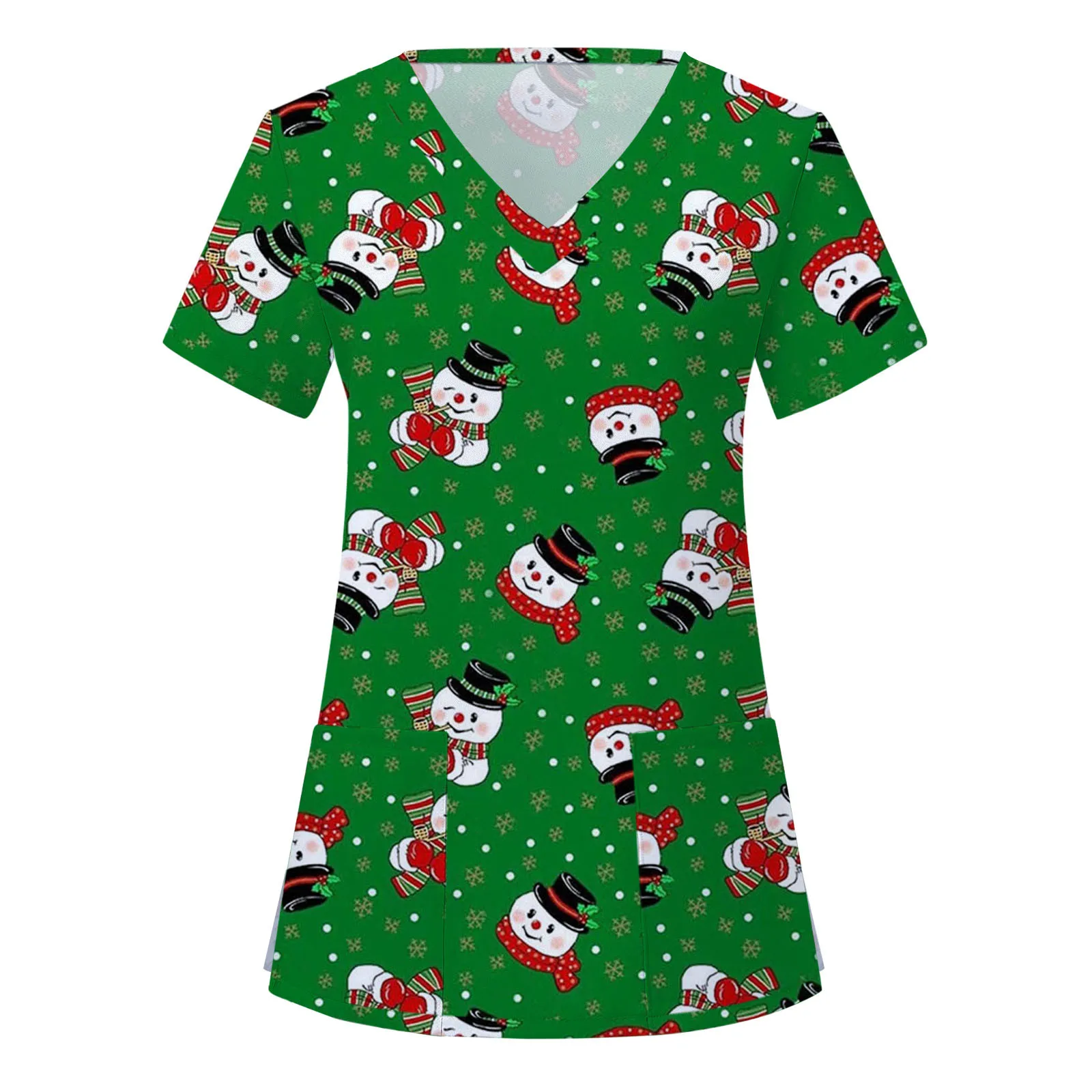 

Christmas Print Nursing Tops Women Pet Clinic Carer Scrubs Workwear Short Sleeve V-neck Work Shirt Beautican Healthcare Tunic
