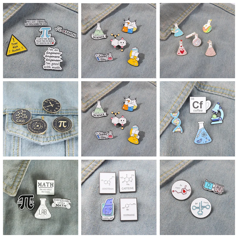 Science Stuff Enamel Pin Sets Chemistry Physics Mathematics Brooches Lapel Pin Badge Gift for Student Accessories Wholesale
Science Stuff Enamel Pin Sets Chemistry Physics Mathematics Brooches Lapel Pin Badge Gift for Student Accessories Wholesale