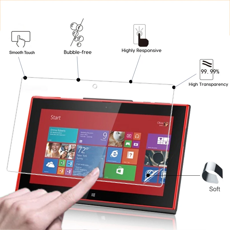 

High Clear Glossy screen protector film For Nokia Lumia 2520 10.1" tablet front HD lcd screen protective cover+ cleaning cloths