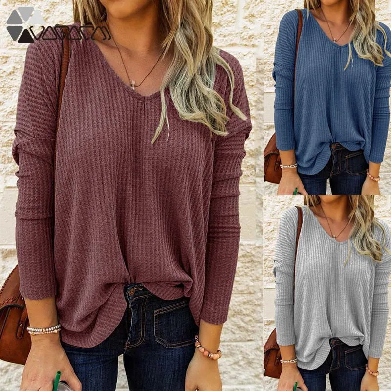 Knitted Tshirt Long Sleeve V-Neck Autumn Plus Size Casual Knitting Tee Top Female Streetwear Pullover Women Clothes Loose
Knitted Tshirt Long Sleeve V-Neck Autumn Plus Size Casual Knitting Tee Top Female Streetwear Pullover Women Clothes Loose