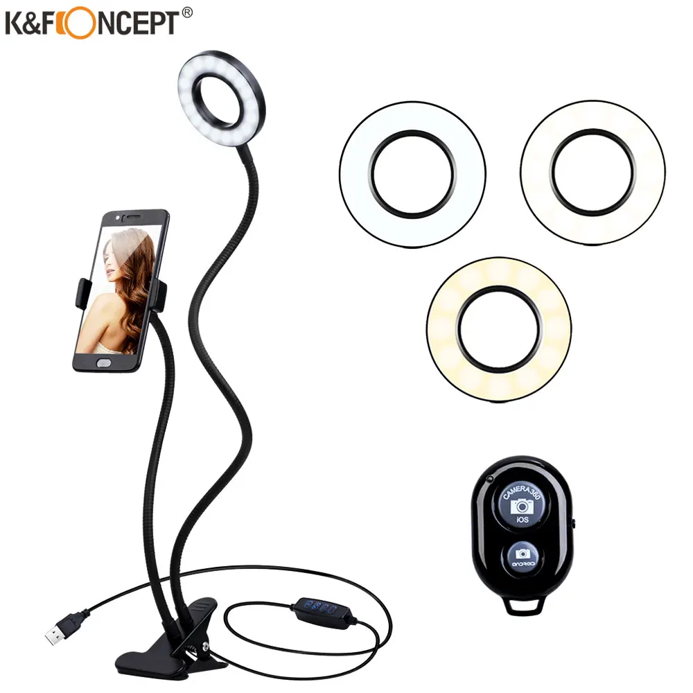 K&F Concept 10 inch Selfie Ring Light with Cell Phone Mobile Holder for YouTube Live Stream Makeup Camera Vlog Camera Makeup Lig
K&F Concept 10 inch Selfie Ring Light with Cell Phone Mobile Holder for YouTube Live Stream Makeup Camera Vlog Camera Makeup Lig