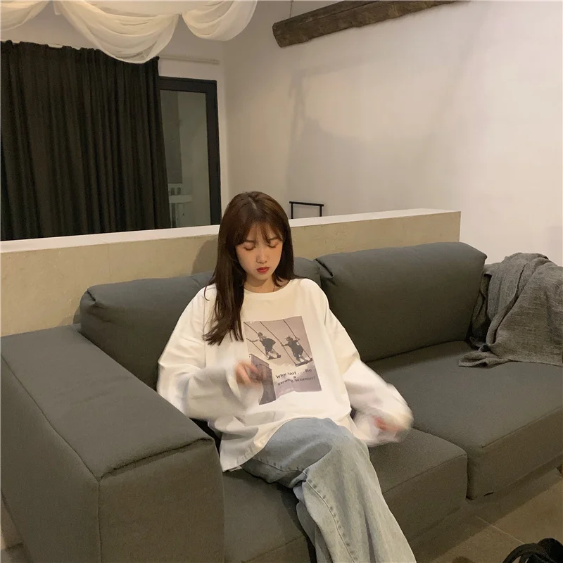 Qooth Oversized White Long Sleeve T-shirt Spring Autumn Loose O-Neck All Match T-shirt Womens New Causal Straight Tops QT630
Qooth Oversized White Long Sleeve T-shirt Spring Autumn Loose O-Neck All Match T-shirt Womens New Causal Straight Tops QT630