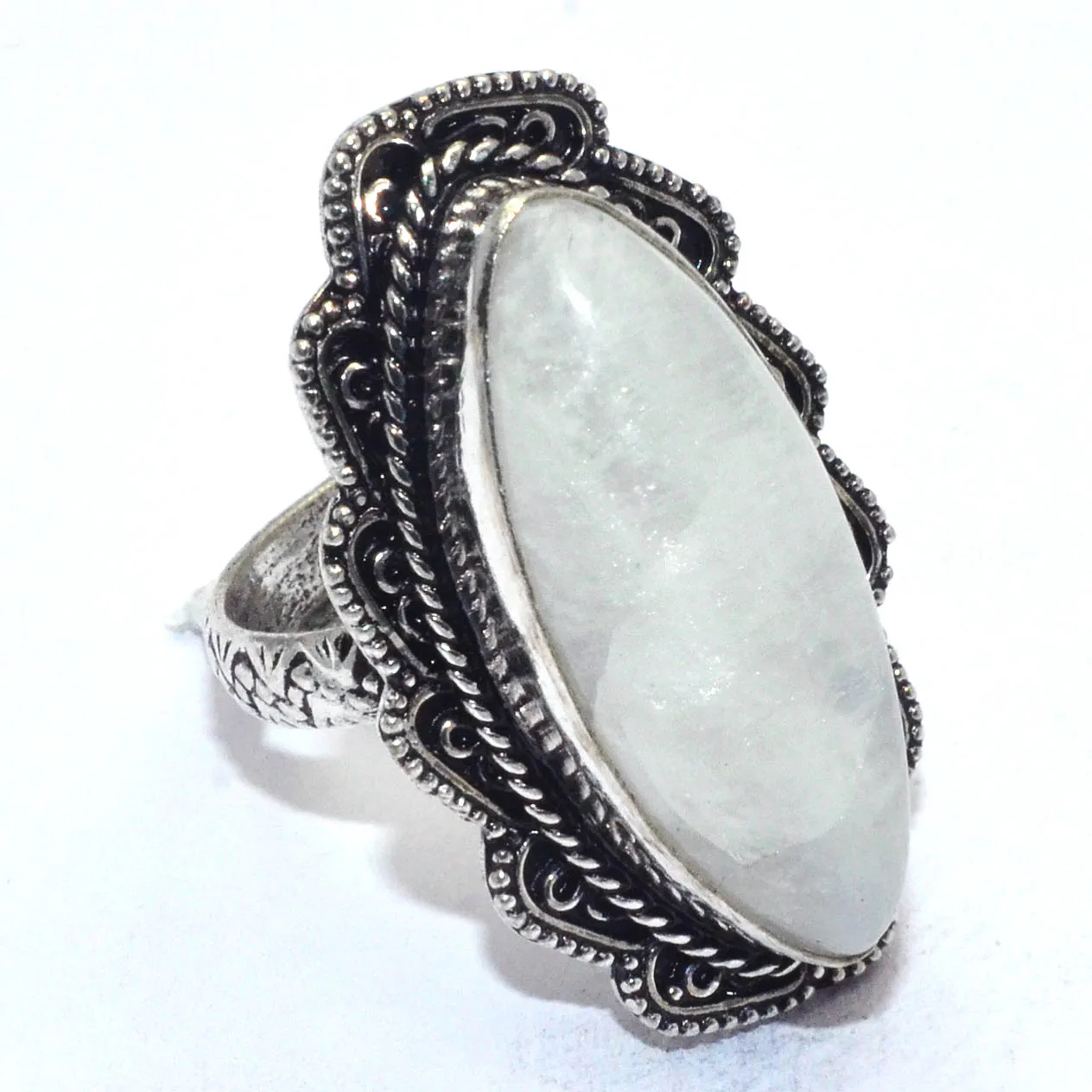 

Оригинальное серебряное кольцо с радужным лунным камнем, покрытое медью, США, размер: 7,75, R8145