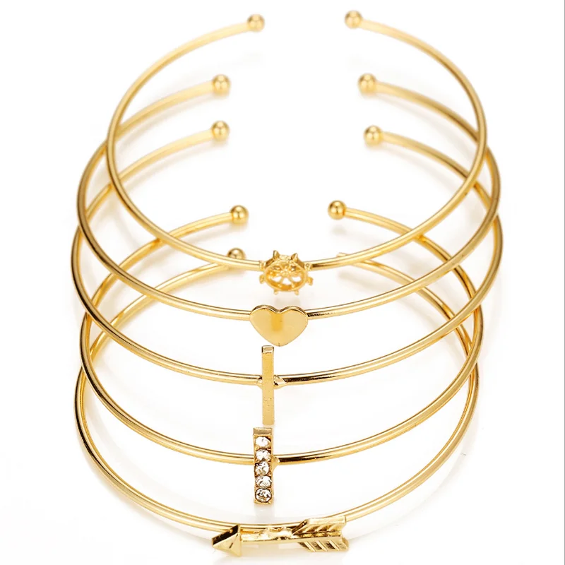 Vintage 5pcs/set Diamond Metal Heart Arrow Open Bracelets for Women Bangles Fashion Jewelry
Vintage 5pcs/set Diamond Metal Heart Arrow Open Bracelets for Women Bangles Fashion Jewelry