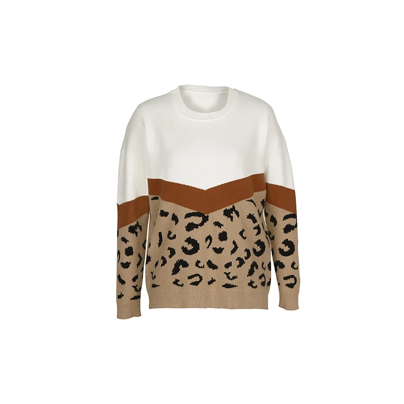2021 Women's Autumn Spring Sweater Knitted Patchwork Casual Female Pullovers Leopard Printed o Neck Long Sleeve Pull Jumpers
2021 Women's Autumn Spring Sweater Knitted Patchwork Casual Female Pullovers Leopard Printed o Neck Long Sleeve Pull Jumpers