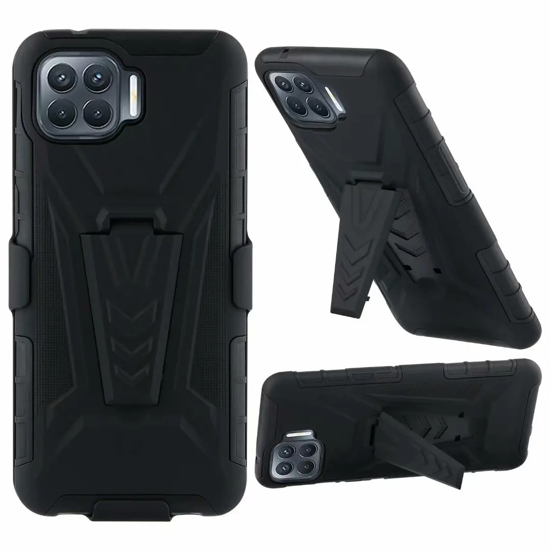 

for Oppo Reno4 Lite Case, 3-in-1 Shockproof Rugged Holster Protective Case with Kickstand & Swivel Belt Clip for Oppo Reno4 Lite