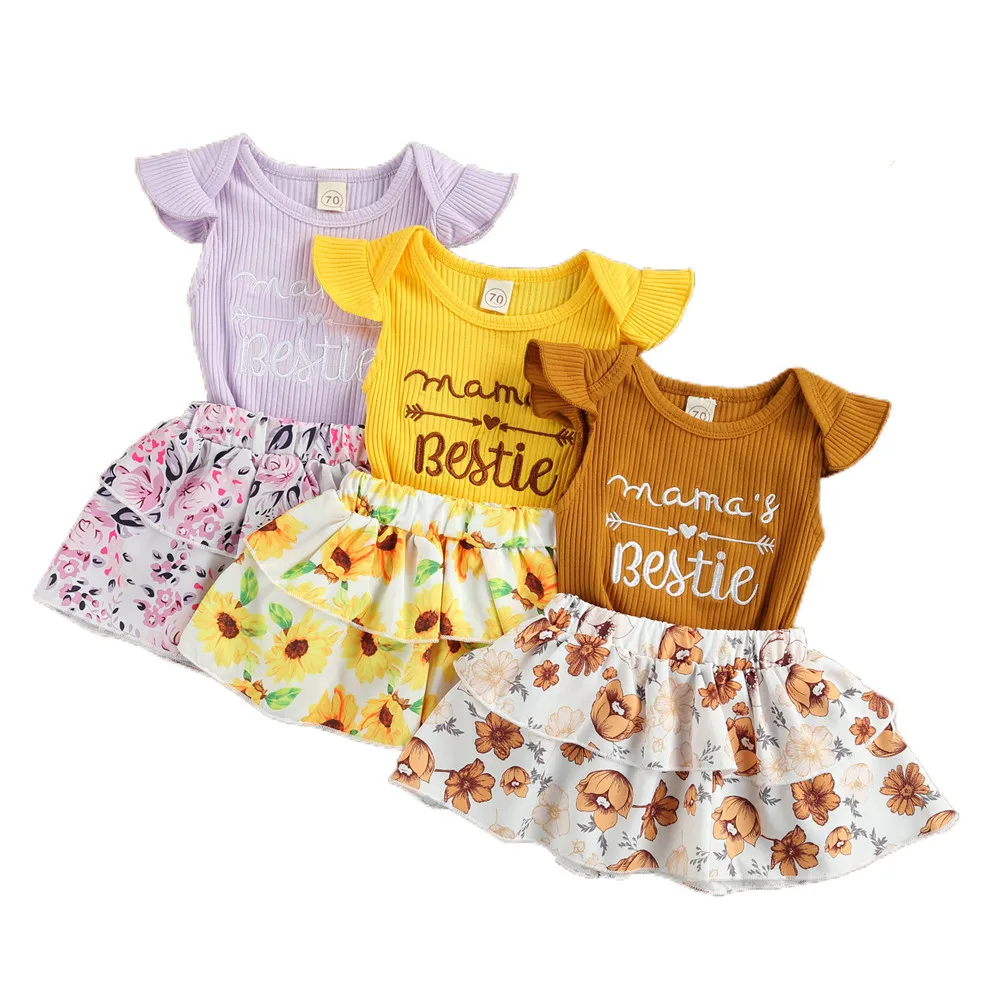 Two Piece Baby Girl Summer Clothes Fresh Letter Embroidery Fly Sleeve Romper and Flower Ruffle A-line Skirt
Two Piece Baby Girl Summer Clothes Fresh Letter Embroidery Fly Sleeve Romper and Flower Ruffle A-line Skirt