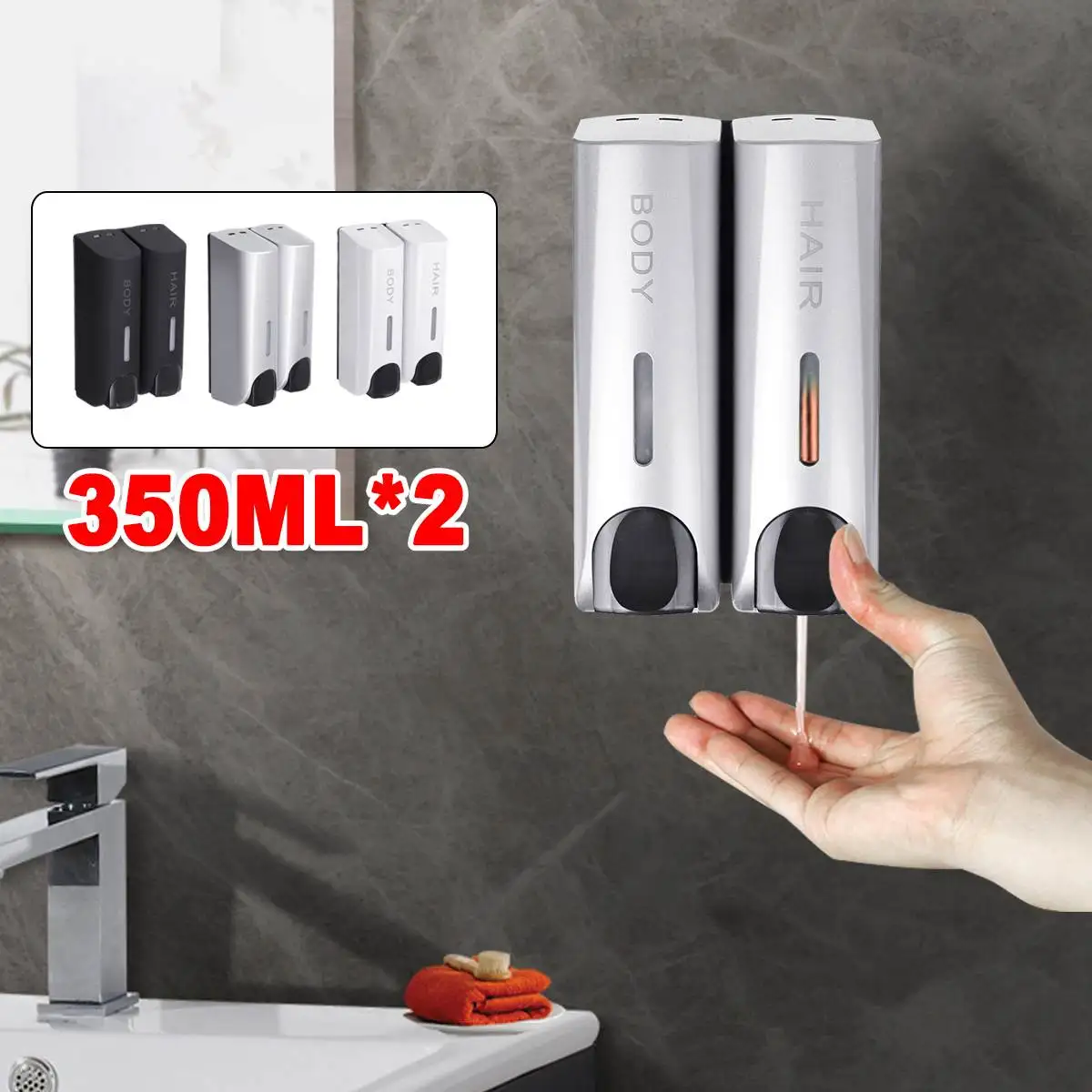 Bathroom Liquid Soap Dispenser Wall Mounted For Kitchen Plastic 350ml Shower Gel Detergent Shampoo Bottle Hotel Home Accessories
Bathroom Liquid Soap Dispenser Wall Mounted For Kitchen Plastic 350ml Shower Gel Detergent Shampoo Bottle Hotel Home Accessories