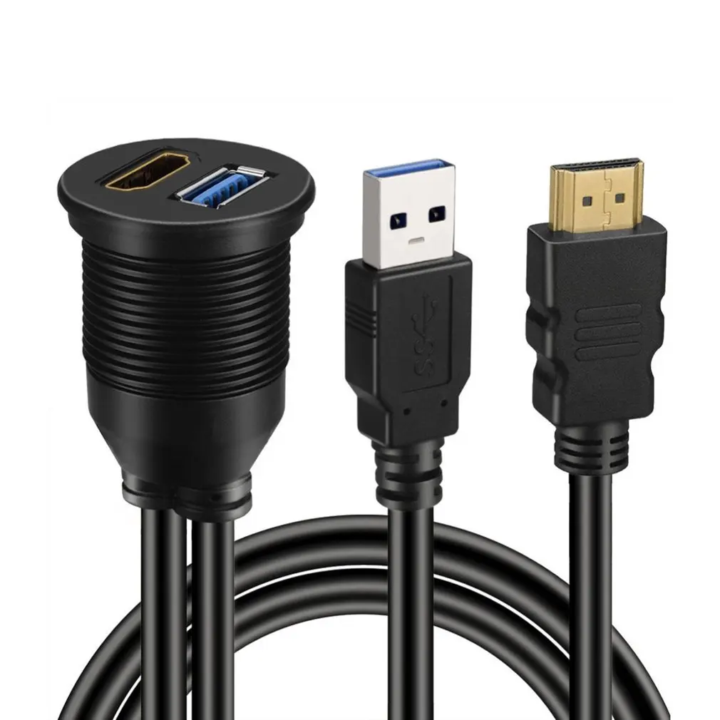 USB 3.0 & HDMI-compatible to HDMI-compatible + USB3.0 AUX Extension Dash Panel Waterproof Car Flush Mount Cable
USB 3.0 & HDMI-compatible to HDMI-compatible + USB3.0 AUX Extension Dash Panel Waterproof Car Flush Mount Cable