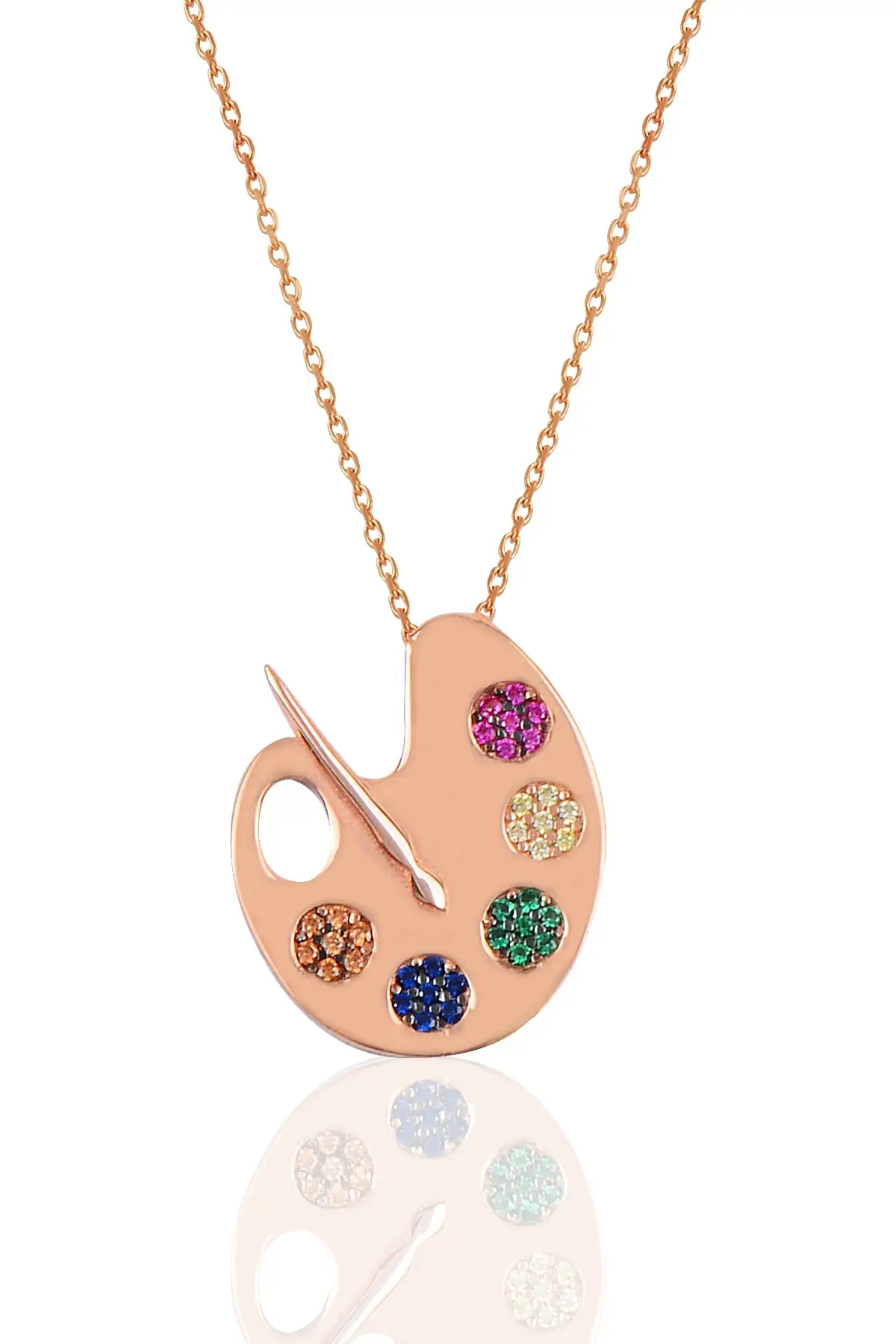 Women's Silver Rose Plated Chain Colorful Palette Yellow Green Blue Purple Zircon Stone Stylish Necklace
Women's Silver Rose Plated Chain Colorful Palette Yellow Green Blue Purple Zircon Stone Stylish Necklace
