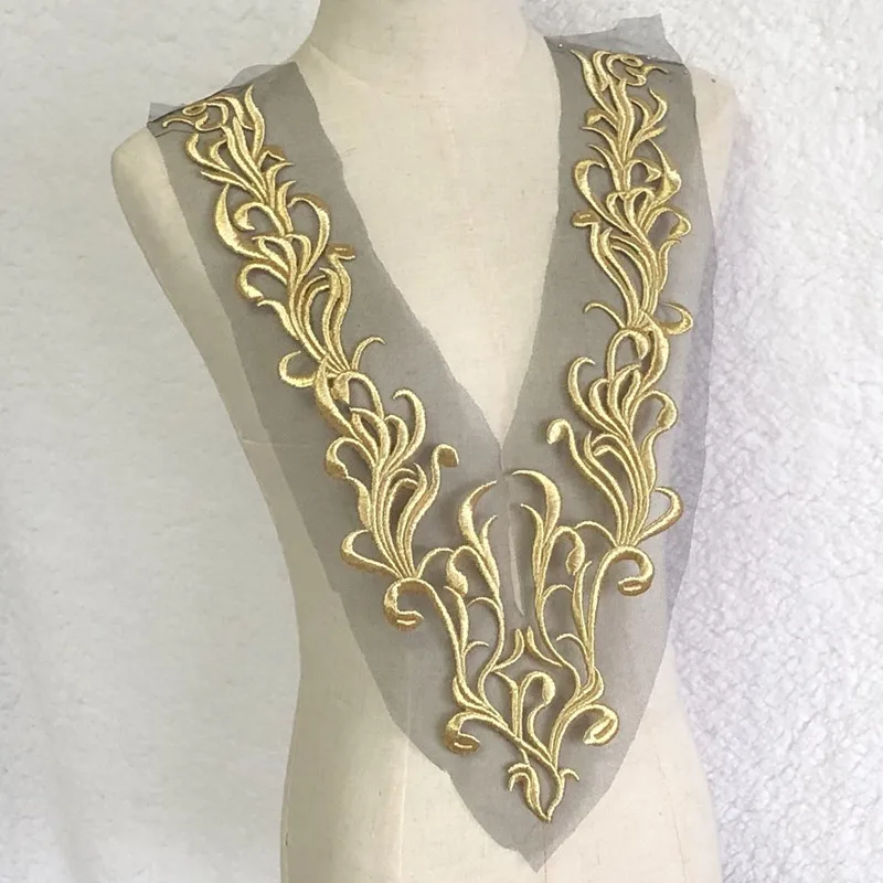 Large golden embroidery patches for clothing DIY embroidered collar parches appliques for dresses decoration parch ropa
Large golden embroidery patches for clothing DIY embroidered collar parches appliques for dresses decoration parch ropa