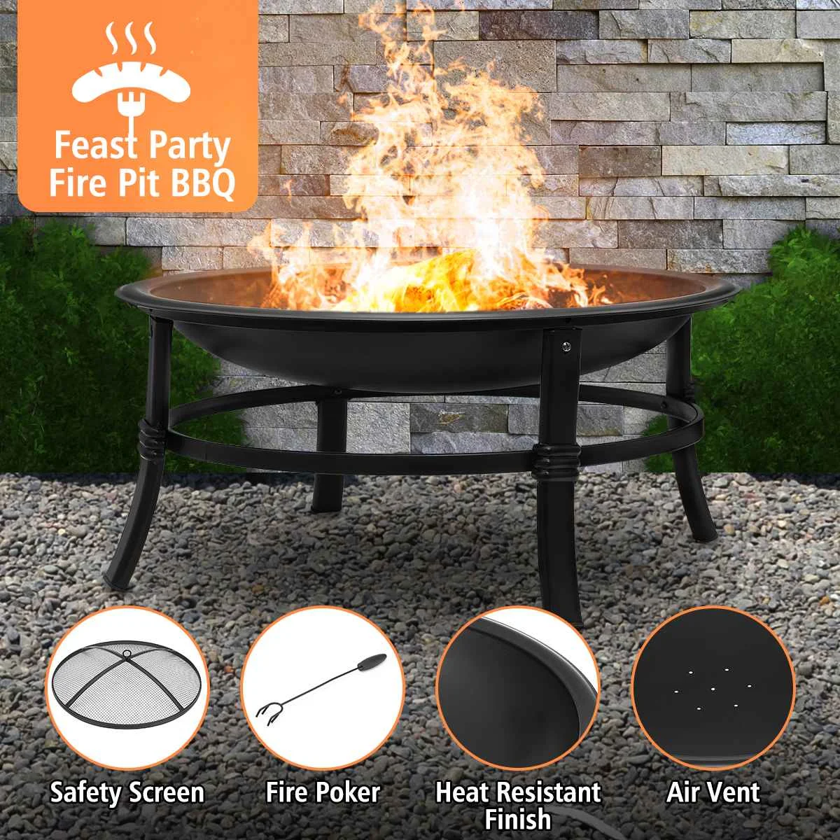 26 inch Outdoor Fire Pits Portable BBQ Grill Wood Burning Stove for Camping Picnic Travel Patio Backyard Garden Beaches Park
26 inch Outdoor Fire Pits Portable BBQ Grill Wood Burning Stove for Camping Picnic Travel Patio Backyard Garden Beaches Park