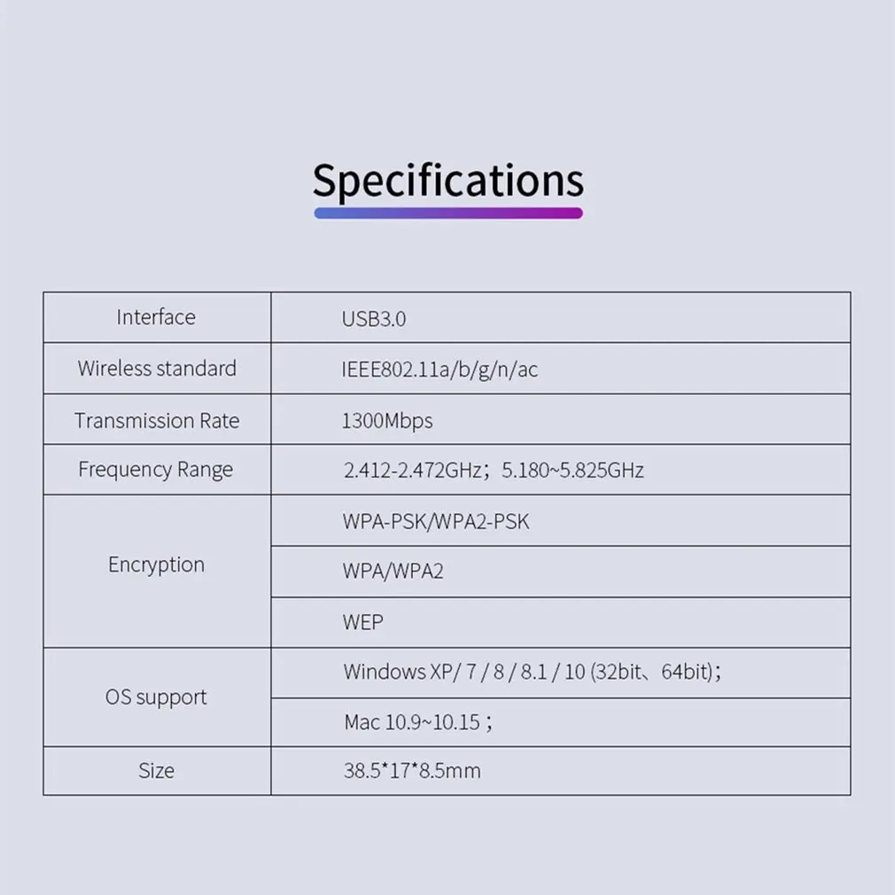 5Ghz Wifi USB Wifi Adapter AC 1300Mbps Wi-fi Adapter USB 3.0 Ethernet Wi Fi Antenna Dual Band 2.4G&5G Wifi Module For PC Laptop
5Ghz Wifi USB Wifi Adapter AC 1300Mbps Wi-fi Adapter USB 3.0 Ethernet Wi Fi Antenna Dual Band 2.4G&5G Wifi Module For PC Laptop