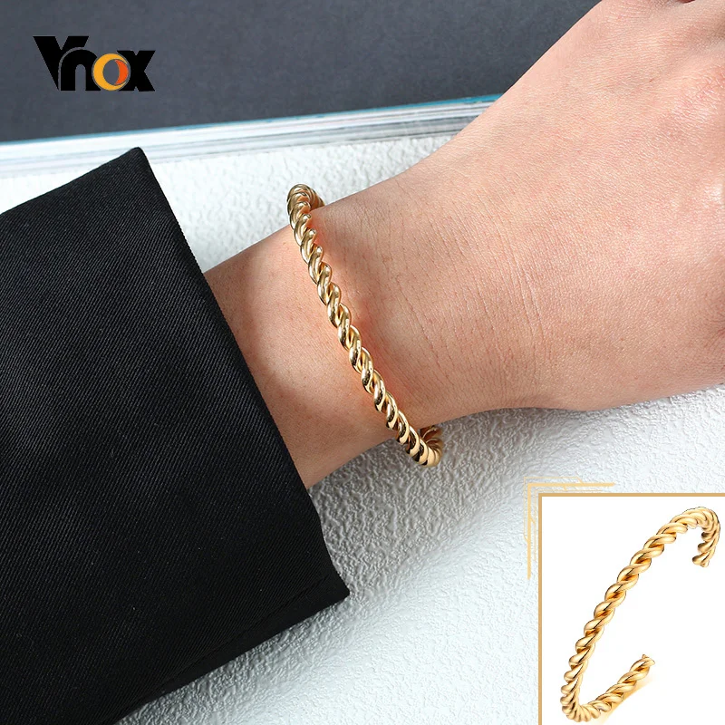 Vnox Minimalist Twisted Bracelets for Women Gold Color Stainless Steel Metal C Shaped Cuff Bangle Gifts for Her Jewelry
Vnox Minimalist Twisted Bracelets for Women Gold Color Stainless Steel Metal C Shaped Cuff Bangle Gifts for Her Jewelry