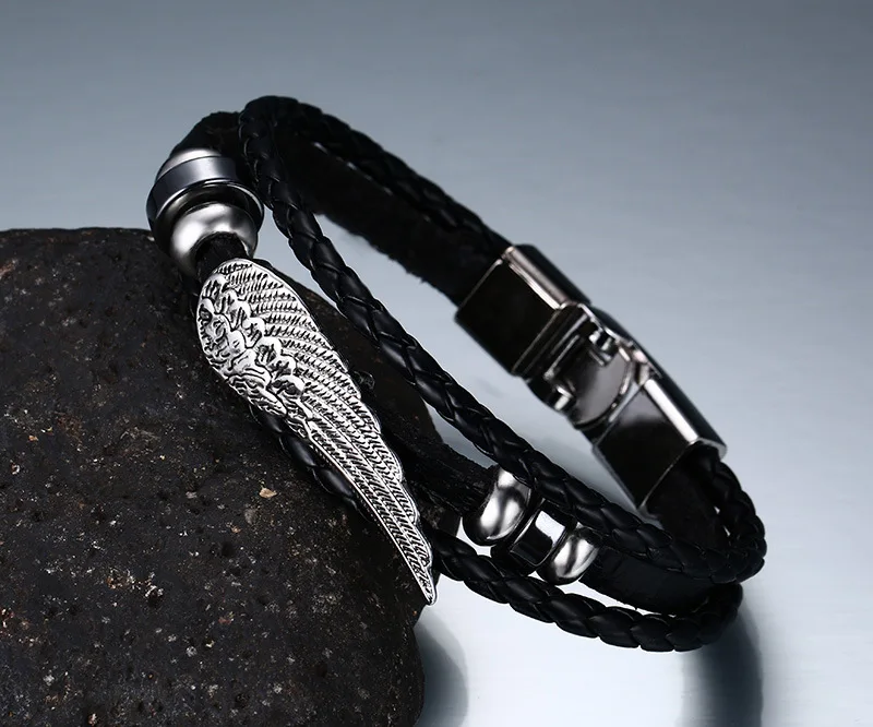 FXM PL168 Woven leather bracelet angel wings bracelet fashion trinkets black leather for man jewelrt gift
FXM PL168 Woven leather bracelet angel wings bracelet fashion trinkets black leather for man jewelrt gift