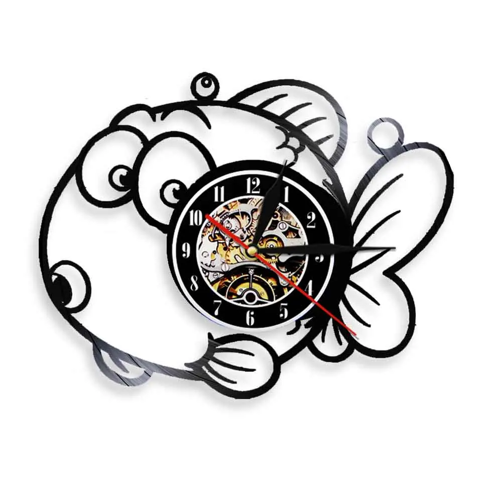 Виниловые настенные часы Nemo Clownfish с лазерной резкой, для спальни, винтажные, с тропической рыбой океанской жизни, резной альбом, музыкальные часы с записью