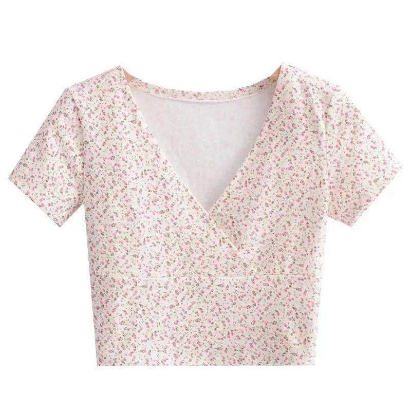 Summer Women's Crop Top T Shirts Short Sleeve V-Neck T-Shirts Slim Was Thin Beach Print Clothes
Summer Women's Crop Top T Shirts Short Sleeve V-Neck T-Shirts Slim Was Thin Beach Print Clothes